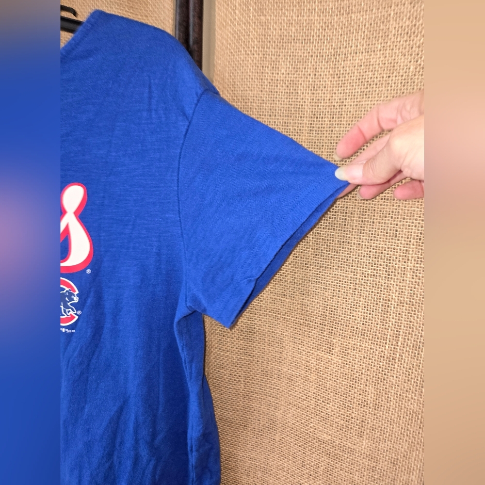 Women's 5th And Ocean Genuine Merchandise Chicago Cubs Blue Tie Tee L - Picture 2 of 14